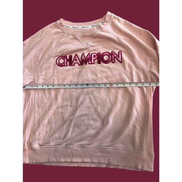 CHAMPION SPELLOUT Campus French Terry Cotton Sweatshirt, Pink| Women's Size: 1X - Picture 5 of 10